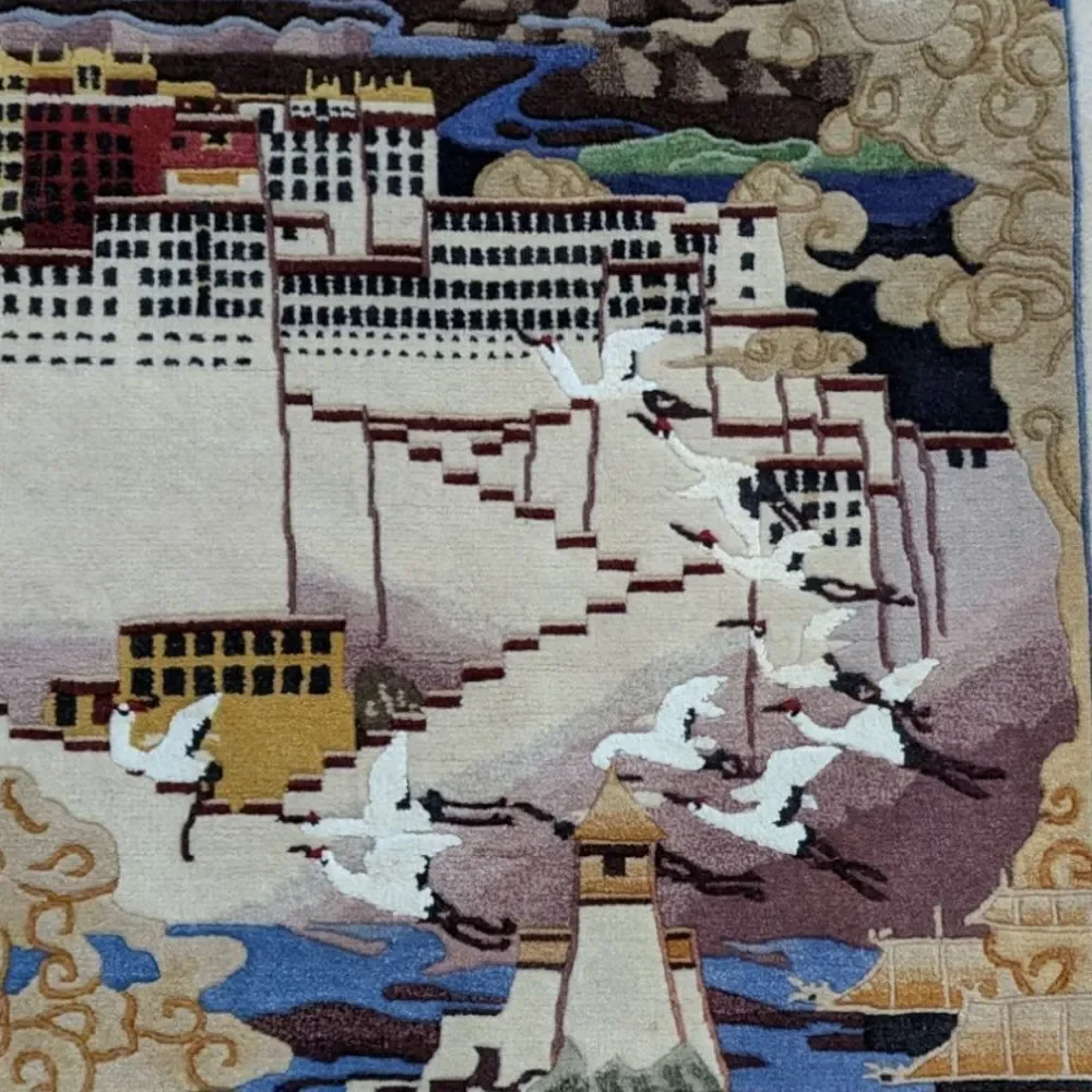 Tibetan Potala Palace Rug w/ Fringe Tapestry Wall Hanging Decor